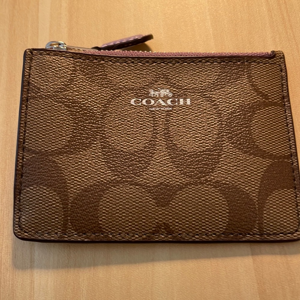 Authentic Coach Signature Lavender Leather Mini Wallet